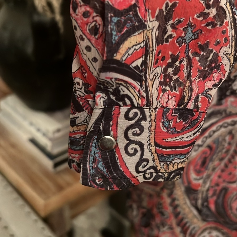 The Kooples Paisley Print Sheer Long Sleeve Blouse Size XS - Picture 7 of 8